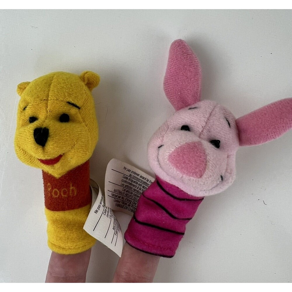 Phidal Cloth Finger Puppets Winnie The Pooh & Piglet Plush Toys 2 Pc Set Gift 3”